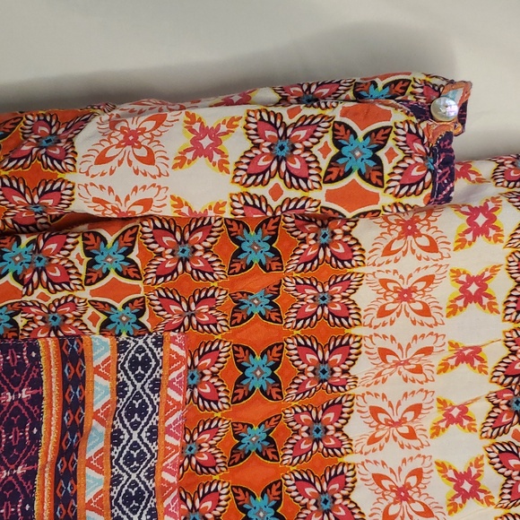 Plus Size Anthropologie Fig and Flower Long Blouse Womens 1X Floral Pockets - Picture 3 of 11